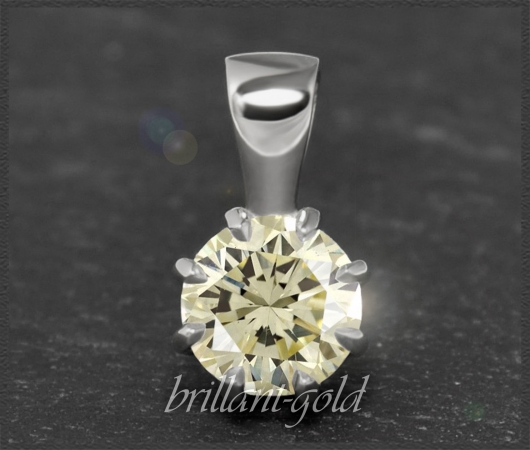 Brillant Anhänger 0,80ct, zart gelb, 585 Weißgold